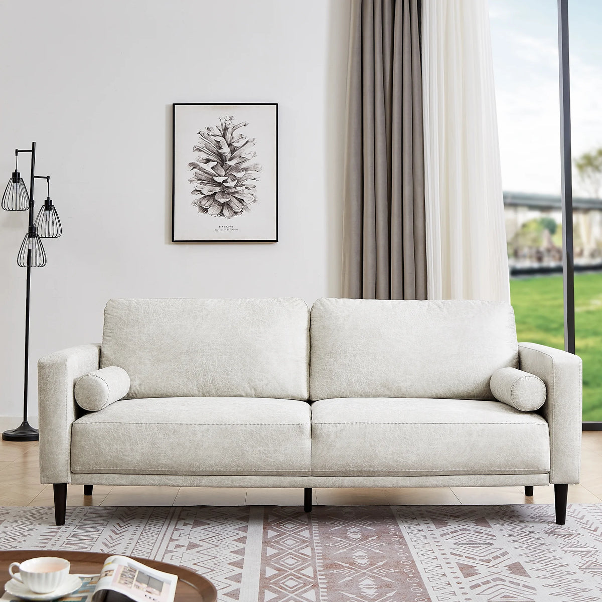 White 3 Seat Upholstered Sofa D79464