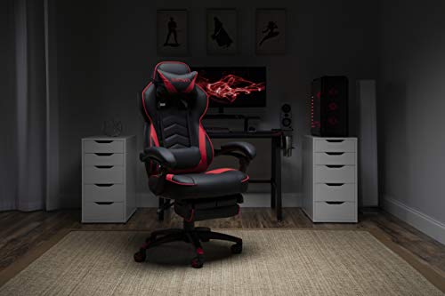 Grey Fabric Gaming Chair with Footrest B7348