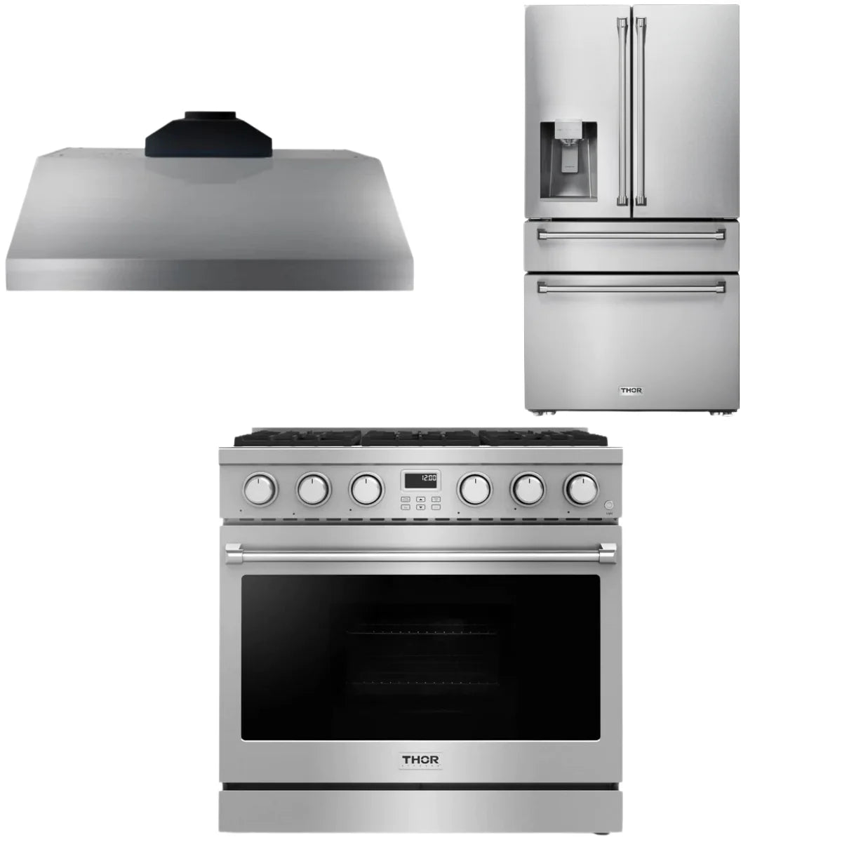 36 Gas Range, Range Hood and Refrigerator L94797