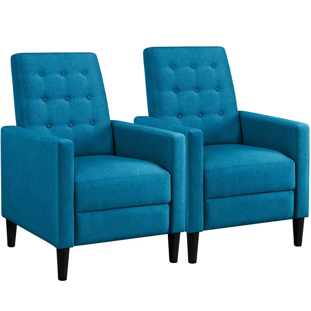 Blue Fabric Recliner Set of 2 T369853
