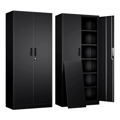 Black Lockable Steel Storage Cabinet with 2 Drawers F273