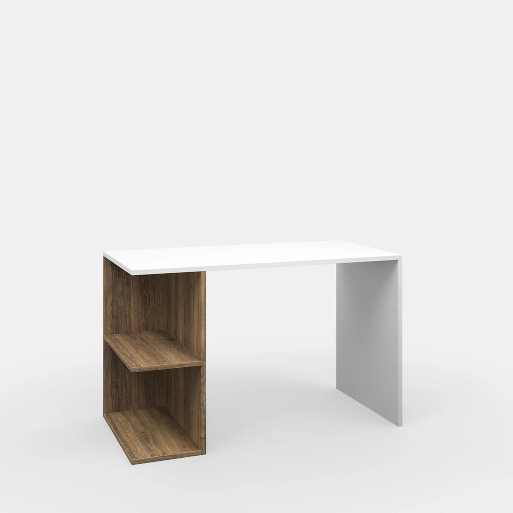 2 Tier White Walnut Modern Desk T892837