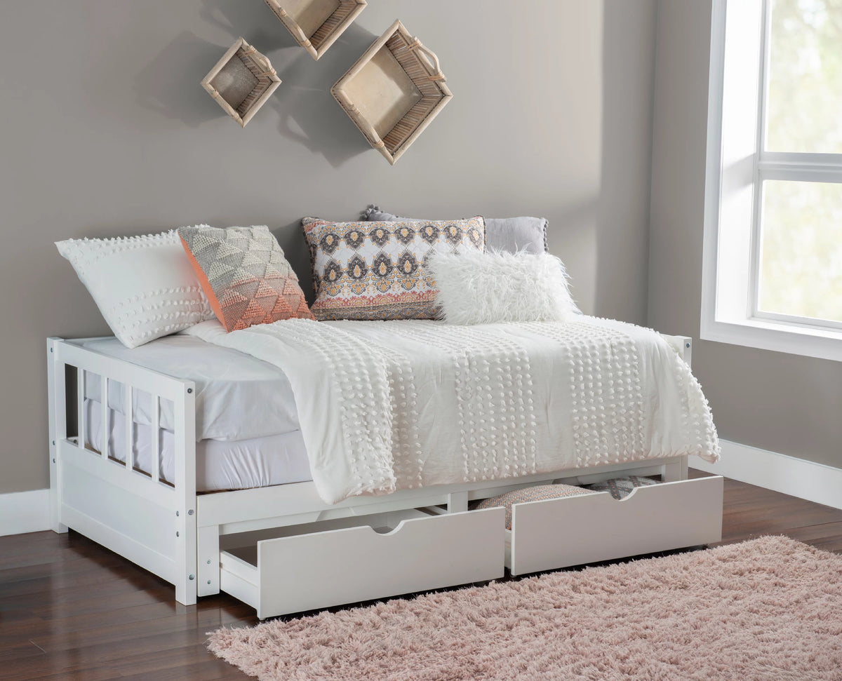 White 2-Drawer Convertible Twin to King Daybed X56931