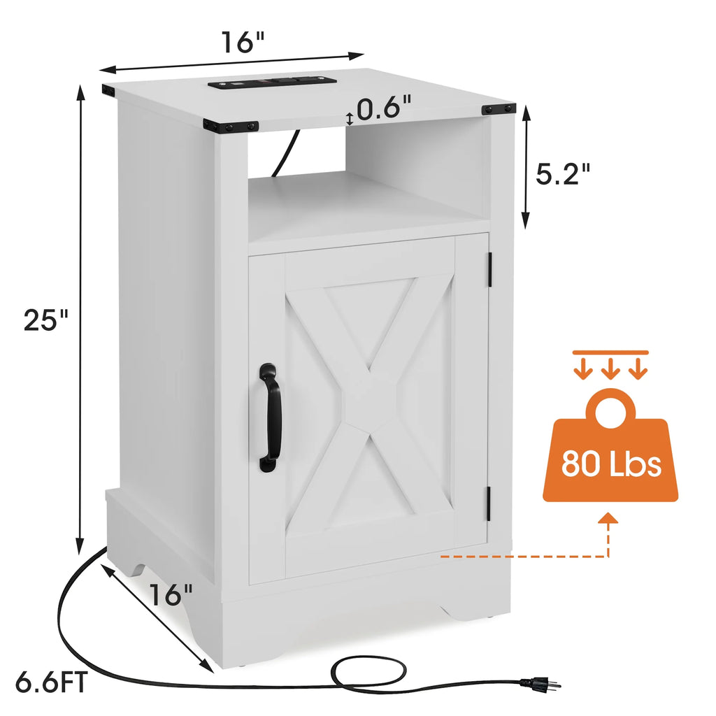 White Wood Nightstand B50179