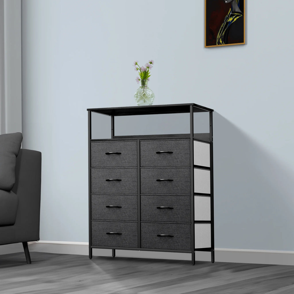8 Drawer Fabric Dresser with Shelves R579
