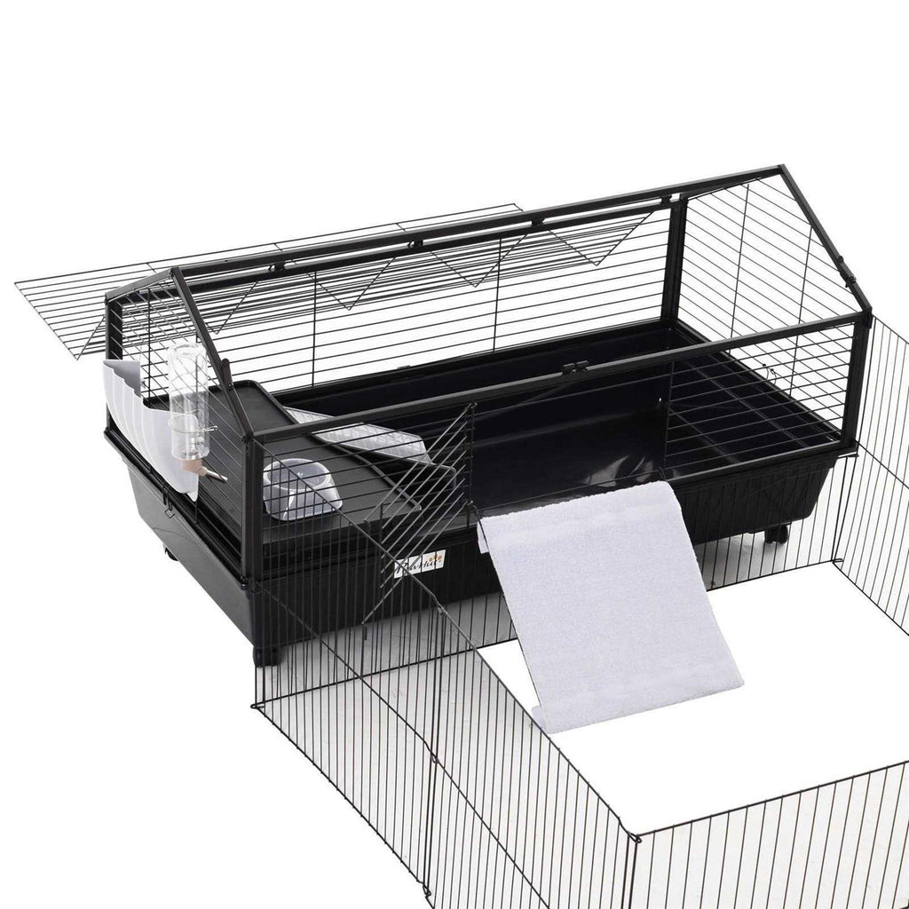 Rolling Metal Small Animal Hutch Cage with Main House and Run G523183