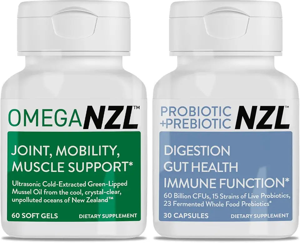 Green-Lipped Mussel Oil Joint Support Softgels and Probiotic Prebiotic Capsules W3620