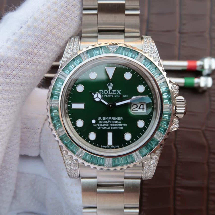 Silver Green Diamond 40mm Y89304