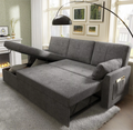 Gray Chenille Sleeper Sofa with Storage Chaise A993654