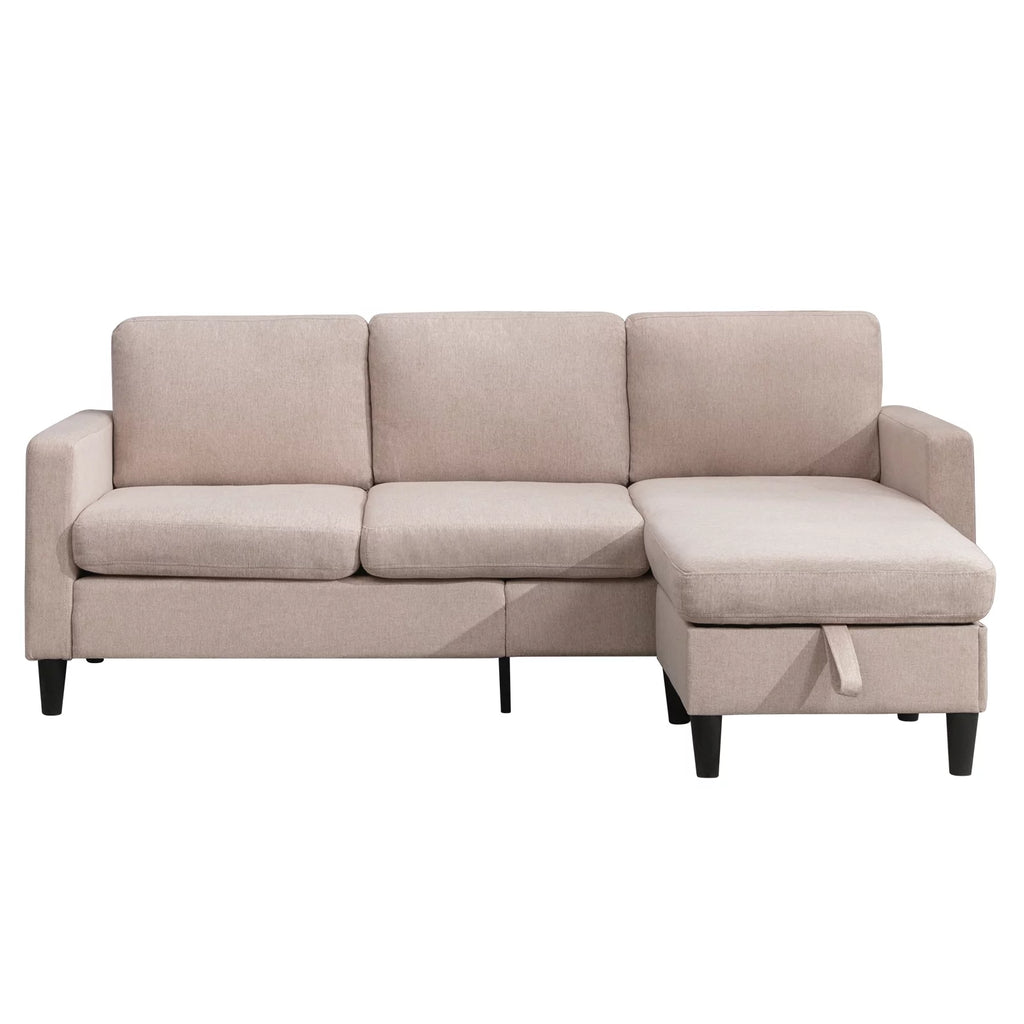 Modern Sectional Sofa with Movable Storage Ottoman Dark Grey T6381