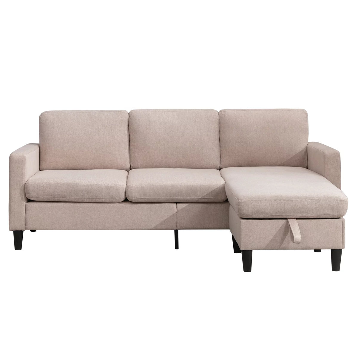 Modern Sectional Sofa with Movable Storage Ottoman Dark Grey T6381