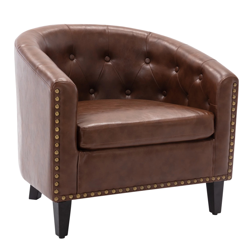 PU Leather Tufted Barrel Chair W824