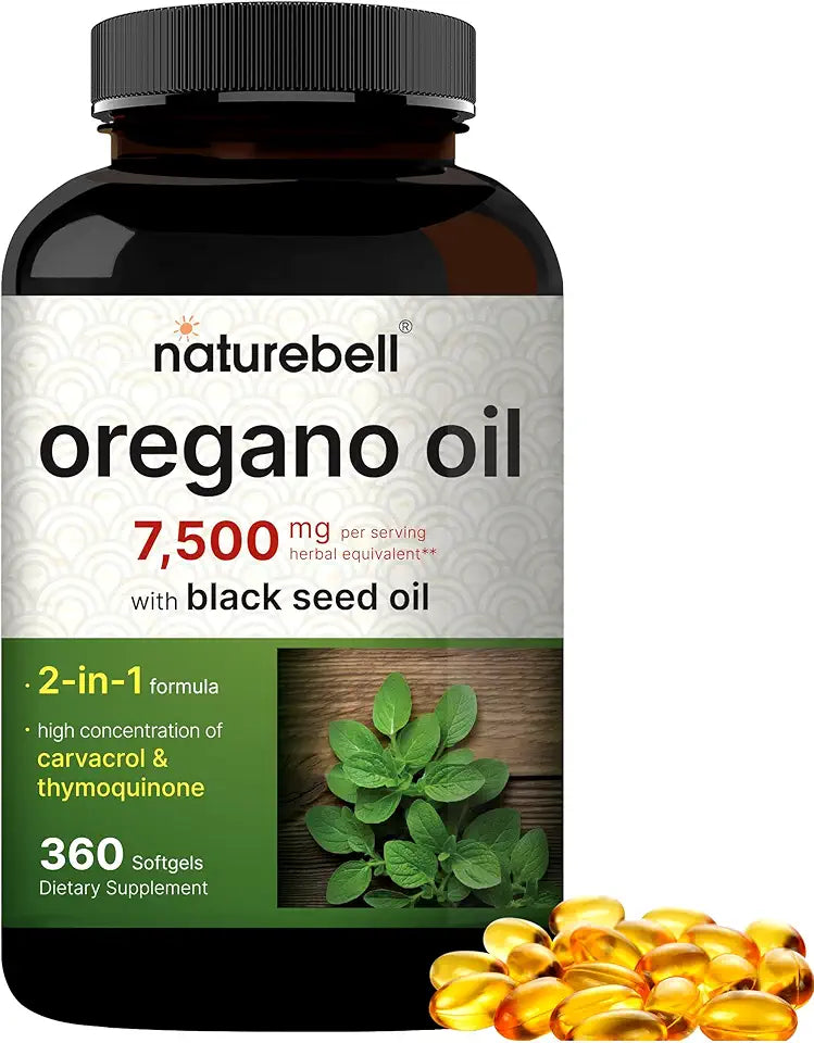 Oregano Oil 7,500mg with Black Seed Oil 360 Softgels R922