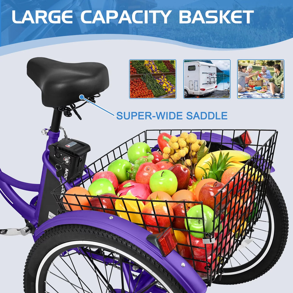 24'' 3 Wheel Electric Tricycle 500W 7-Speed F7131
