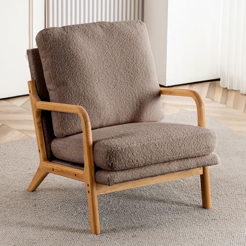 Mid Century Modern Sherpa Accent Chair with Detachable Cover M109002
