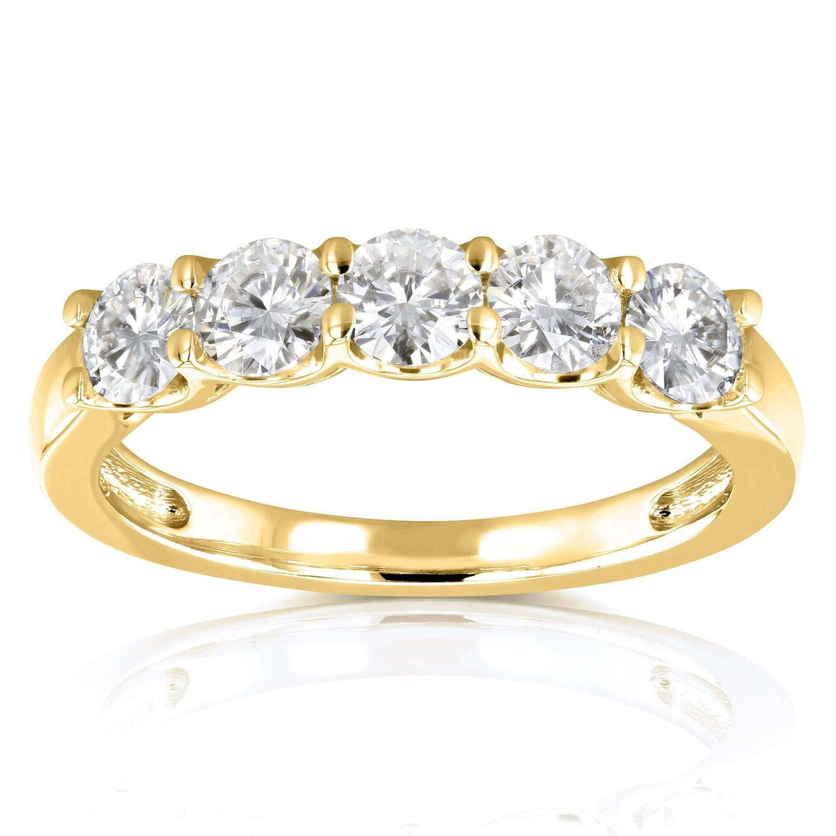 4/5 Carat Round Brilliant Near Colorless Moissanite Bridal Wedding Band 14K Yellow Gold V81045