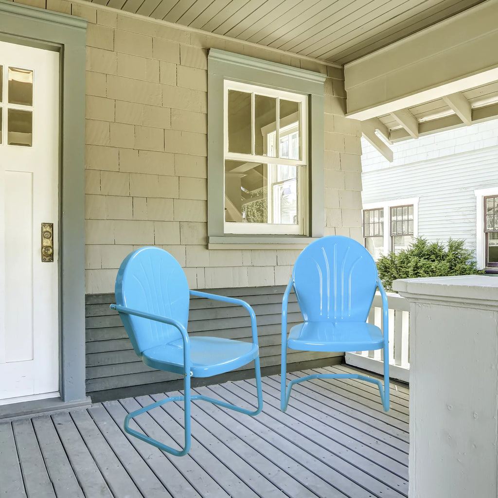 Sky Blue Outdoor Retro Metal Tulip Armchair B7888