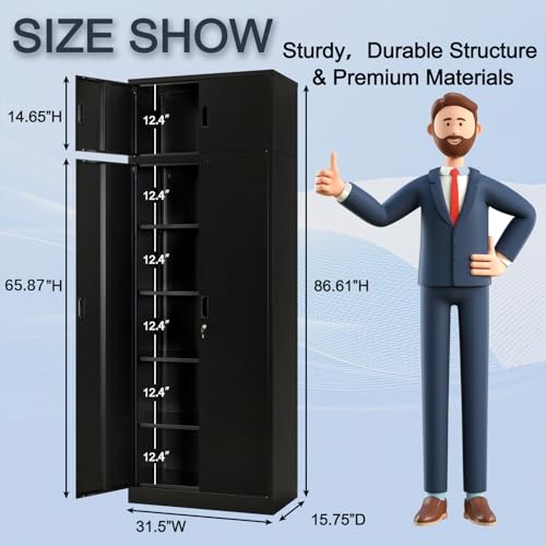 Black Lockable Steel Storage Cabinet with 2 Drawers F273