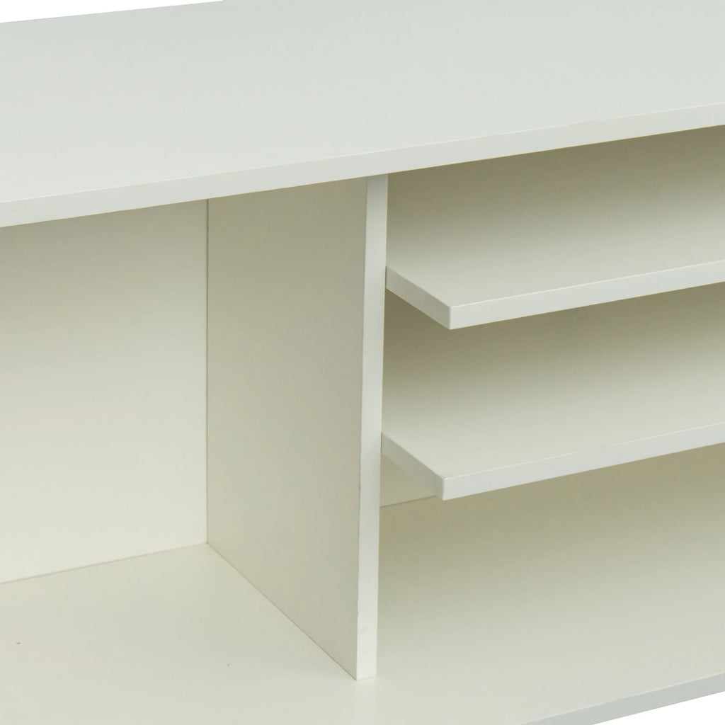 White Particle Board TV Stand with Storage and 2 Shelves M2896