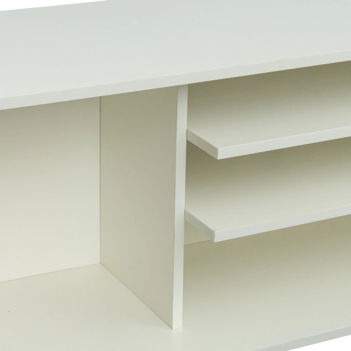 White Particle Board TV Stand with Storage and 2 Shelves M2896