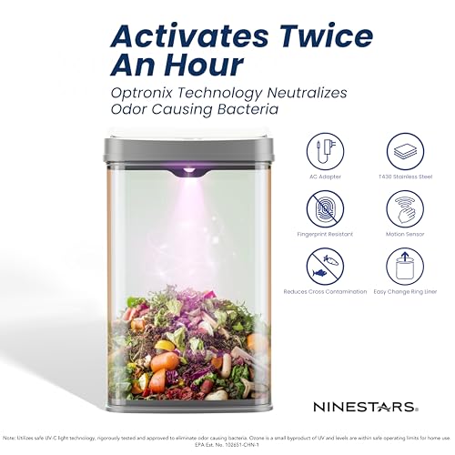 13 Gallon Stainless Steel Motion Sensor Trash Can J967