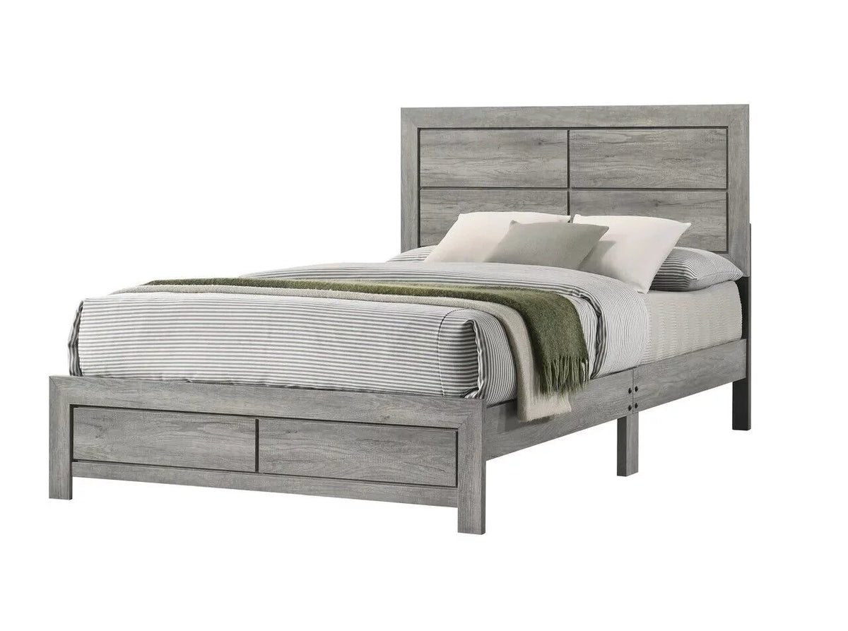 4pc King Size Gray Wooden Bedroom Set Z713