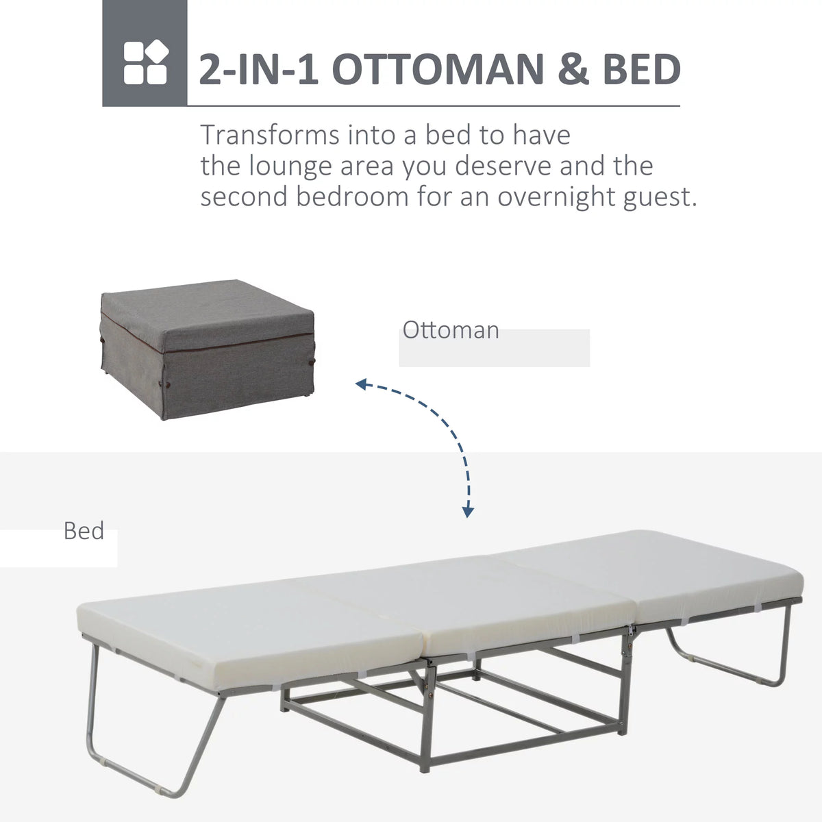 2 In 1 Grey Sofa Bed with Storage I288