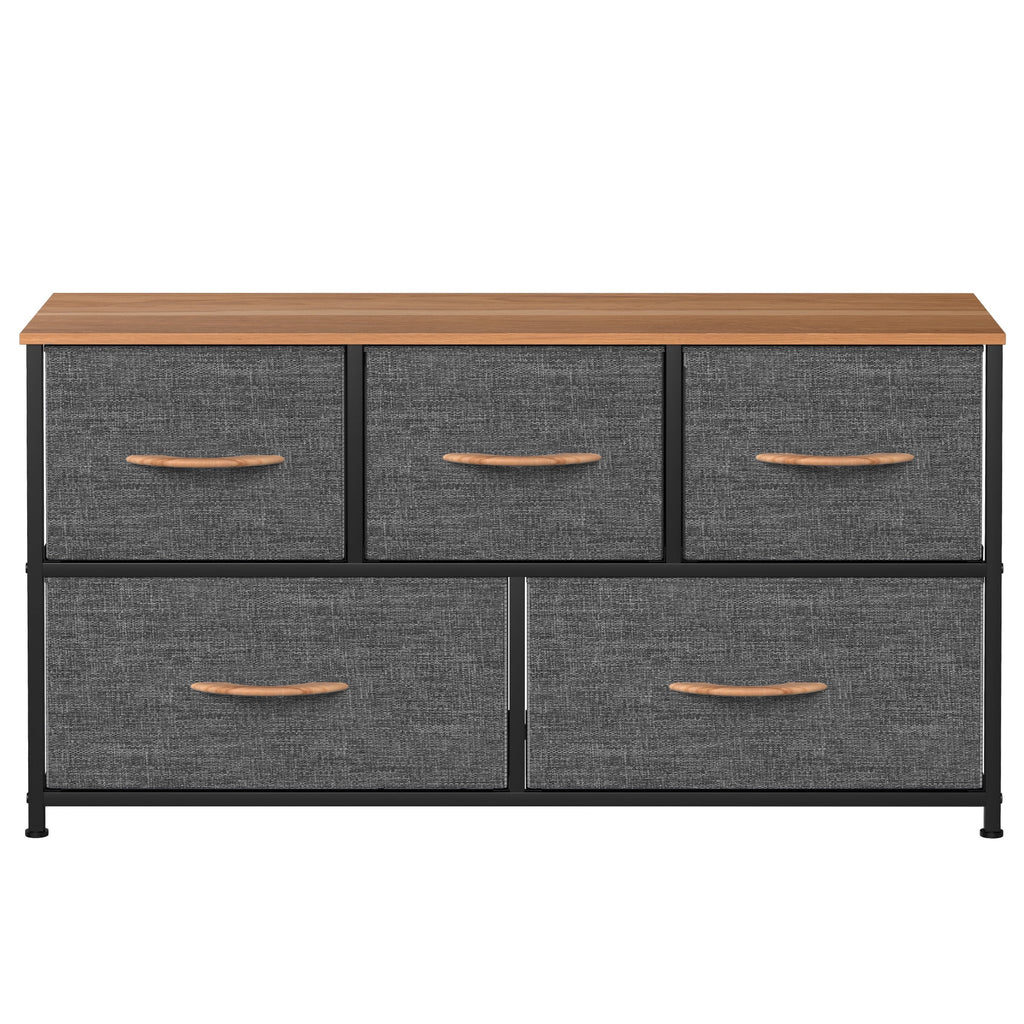 Dark Gray 5 Drawer Fabric Dresser Q539