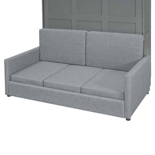 Full Size Grey Murphy Bed with Loveseat Sofa P6139