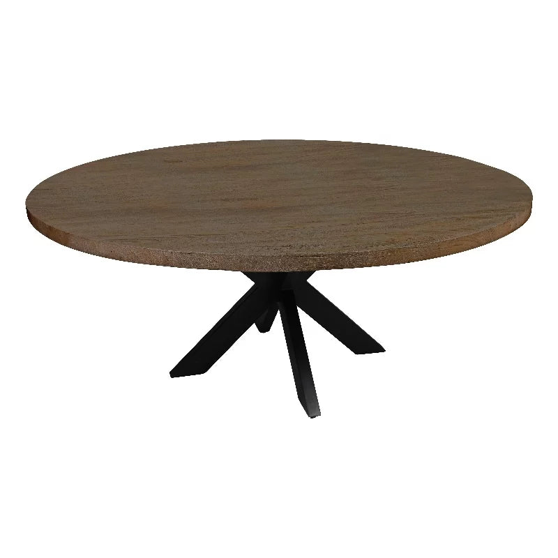 Solid Wood 60" Round Dining Table with Cast Iron Legs G693