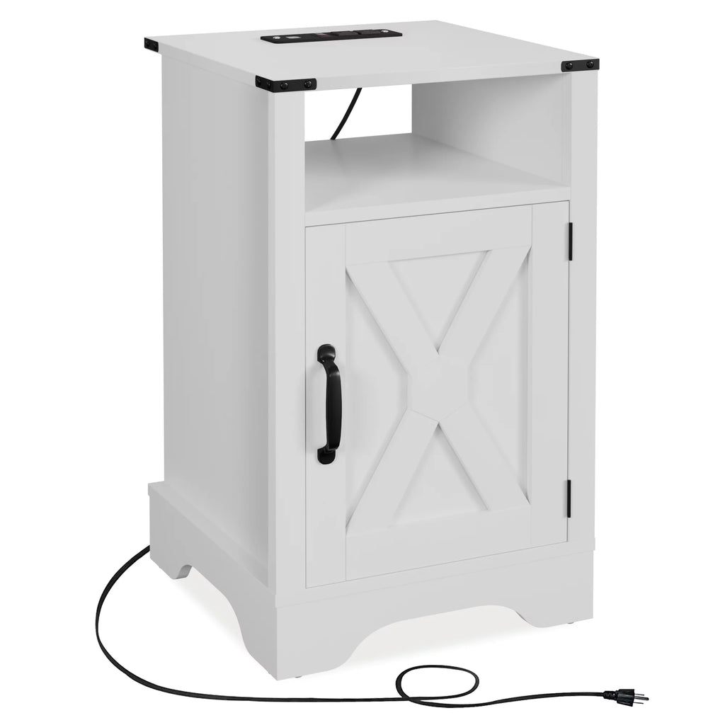 White Wood Nightstand B50179