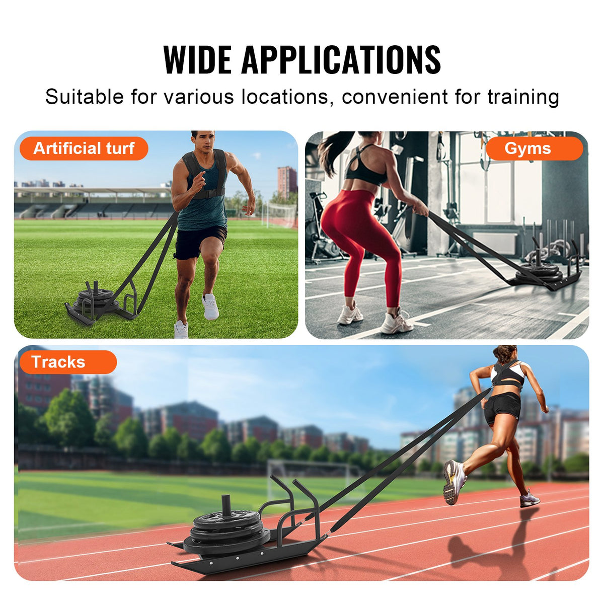 Steel Pull Sled with Handle for Weight Plates F936691