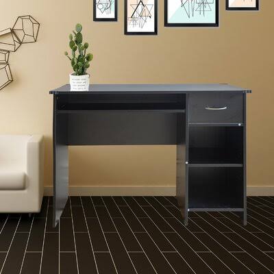 Black Computer Desk with Keyboard Tray V3604