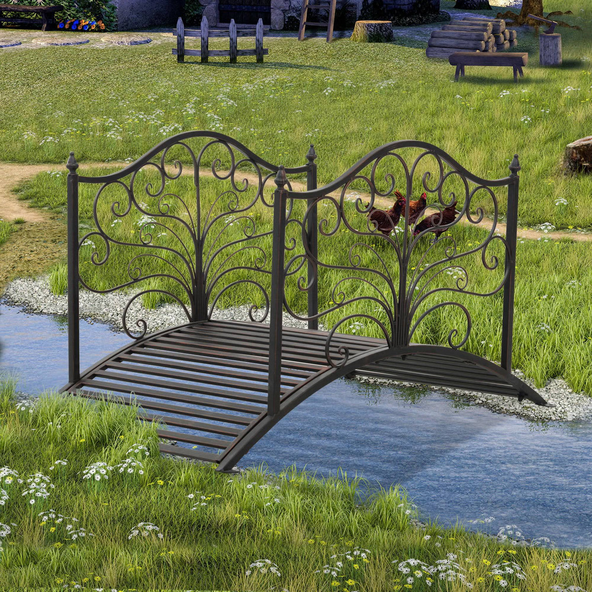 Metal Arched Decorative Garden Bridge N3071