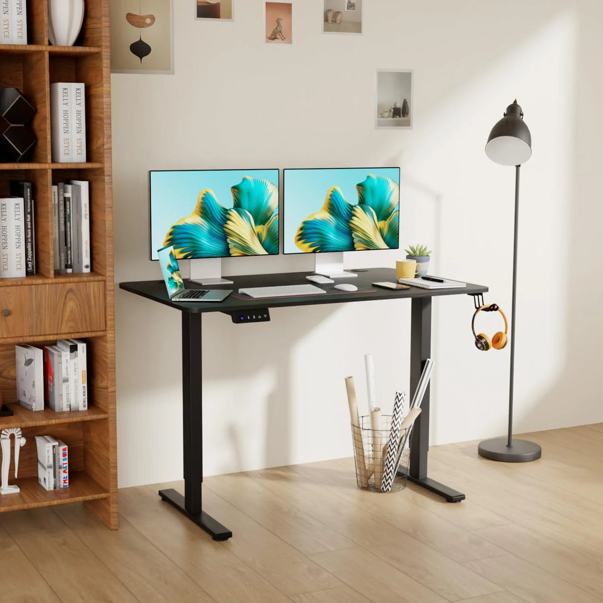 48"×24" Black Electric Height Adjustable Standing Desk M3801
