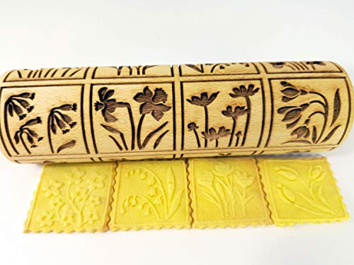 Embossing Rolling Pin with 16 Different Flowers Z975