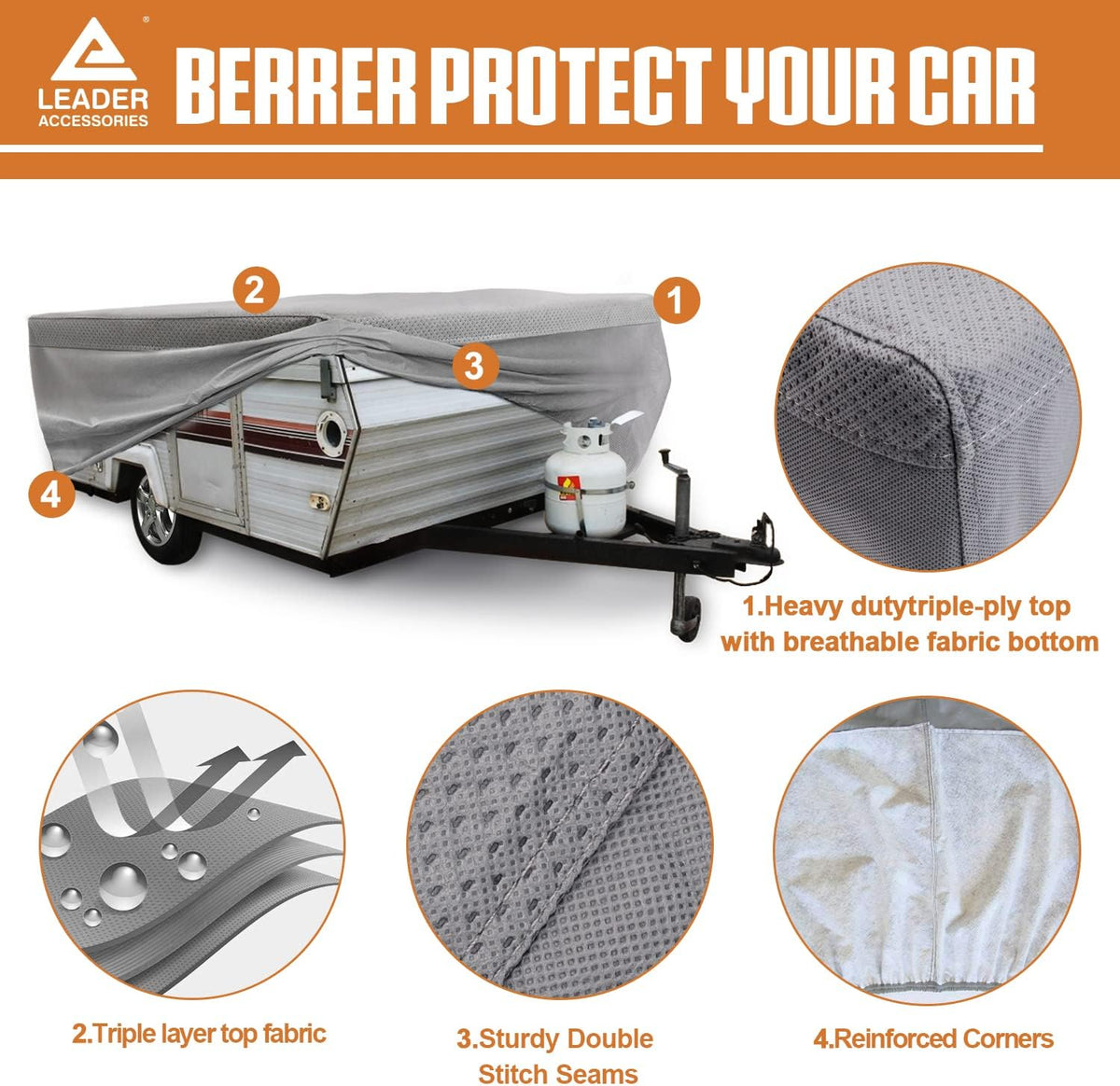 Folding Camper Cover RV Trailer 14'-16' L84930
