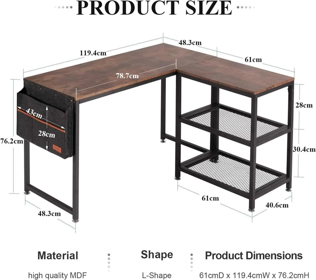 L Shaped Heavy Duty Computer Desk M748811