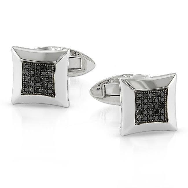 Sterling Silver Black Diamond Cuff Links W51594