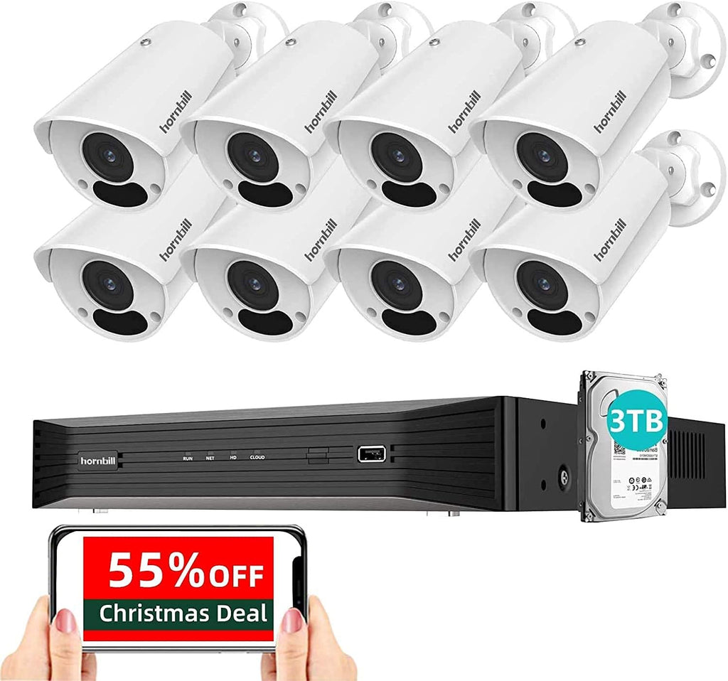 4K PoE Security Camera System 8MP 16 Channel 8Pcs with 3TB Hard Drive P25954