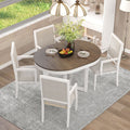 5 Piece Round Extendable Wood Dining Table Set with 4 Upholstered Chairs M852