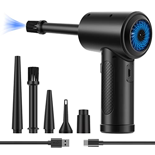 Compressed Air Duster 3-Gear 51000RPM Cordless Rechargeable LED Light Black Y927723