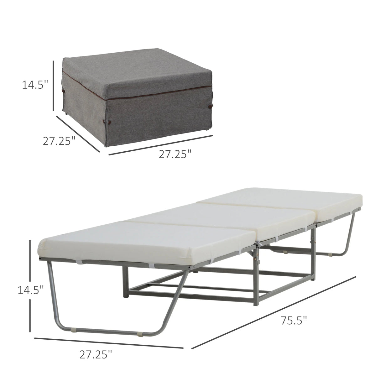 2 In 1 Grey Sofa Bed with Storage I288
