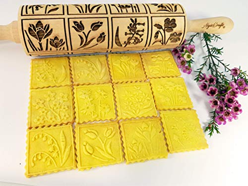 Embossing Rolling Pin with 16 Different Flowers Z975