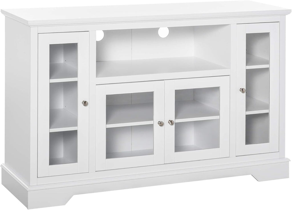 White Sideboard Storage Cabinet with Glass Doors N16097
