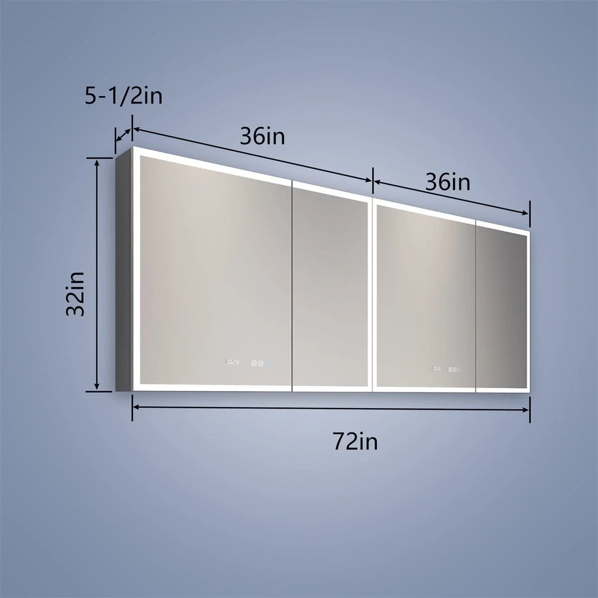 72" W x 32" H Lighted Medicine Cabinet with Outlets and USBs U333266