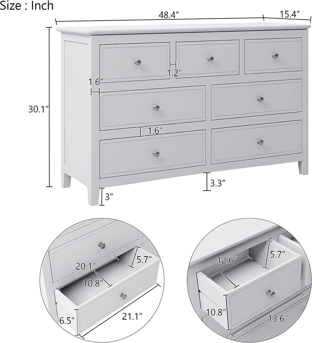 White 3 Piece Wood Bedroom Furniture Set with Full Size Bed P798143