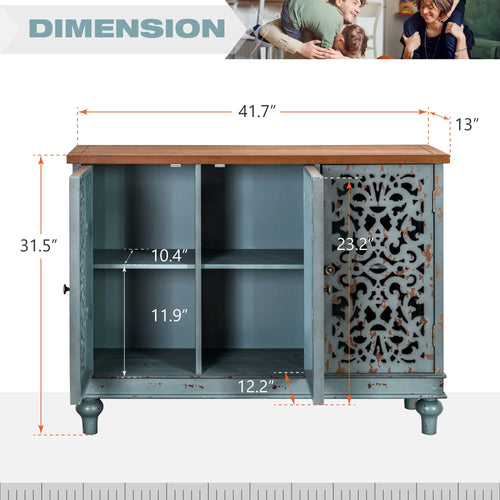 3-Door Hollow-Carved Sideboard Accent Cabinet D497