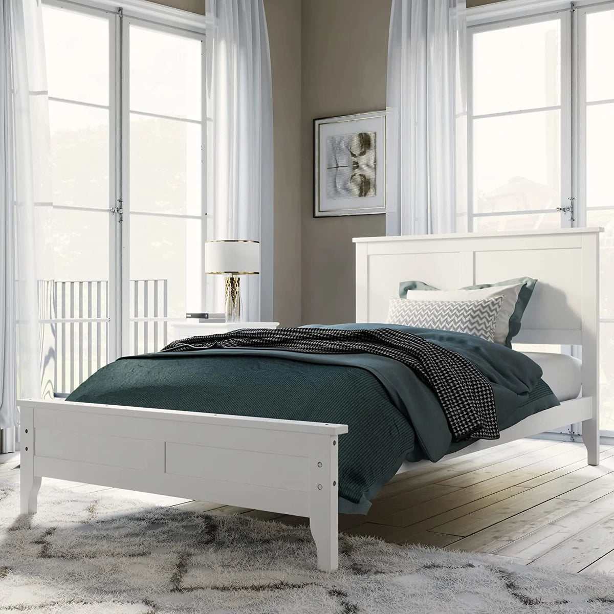White 3 Piece Wood Bedroom Furniture Set with Full Size Bed P798143