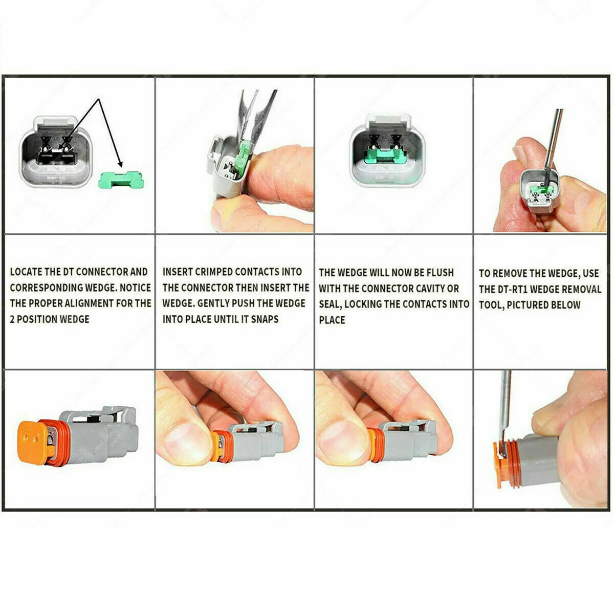 DT Connector Plug Kit, 2 3 4 6 8 Pin Automotive Electrical Connectors with Crimp Tool F50109
